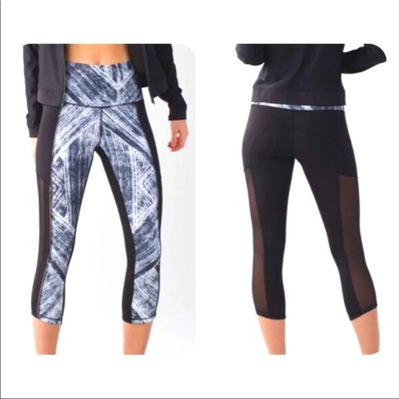 LULULEMON Hot to Street Crop Heat Wave Black White Size 2 - Picture 1 of 7